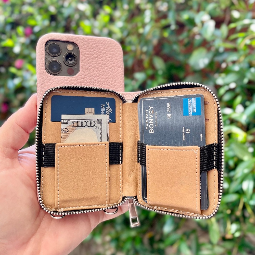 Pink Leather Crossbody iPhone Case for Pro Max Plus 16,15,14,13,12, Wallet